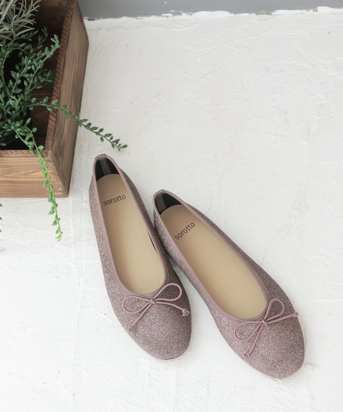 SOROTTO（ソロット）の「ふかふかインソール/ソフトスクエアトゥのぺたんこフラットバレエシューズ（バレエシューズ・レディース・ブラック/マルチ/ゴールド/シルバー・23.5cm/25.0cm/24.0cm/25.5cm/22.5cm/23.0cm/22.0cm/24.5cm）」の13枚目の写真