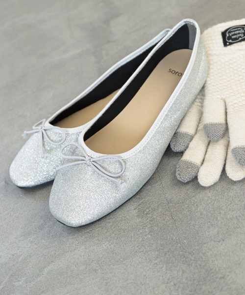 SOROTTO（ソロット）の「ふかふかインソール/ソフトスクエアトゥのぺたんこフラットバレエシューズ（バレエシューズ・レディース・ブラック/マルチ/ゴールド/シルバー・23.5cm/25.0cm/24.0cm/25.5cm/22.5cm/23.0cm/22.0cm/24.5cm）」の16枚目の写真