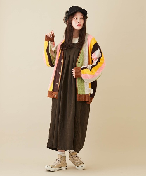 CUBE SUGAR(キューブシュガー)の「ヤクフィールニットストライプ柄カーディガン(カーディガン/ボレロ・レディース・ブラウン系その他/ブルー系その他・M)」の4枚目の写真