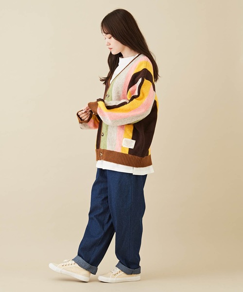 CUBE SUGAR(キューブシュガー)の「ヤクフィールニットストライプ柄カーディガン(カーディガン/ボレロ・レディース・ブラウン系その他/ブルー系その他・M)」の6枚目の写真