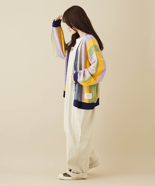 CUBE SUGAR(キューブシュガー)の「ヤクフィールニットストライプ柄カーディガン(カーディガン/ボレロ・レディース・ブラウン系その他/ブルー系その他・M)」の10枚目の写真