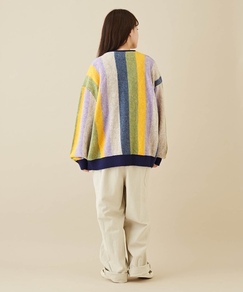 CUBE SUGAR(キューブシュガー)の「ヤクフィールニットストライプ柄カーディガン(カーディガン/ボレロ・レディース・ブラウン系その他/ブルー系その他・M)」の11枚目の写真