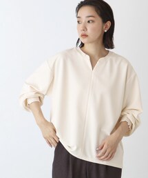 THE SHOP TK  | 【ラクでキレイ】スキッパープルオーバー/洗濯機で洗える(Tシャツ/カットソー)