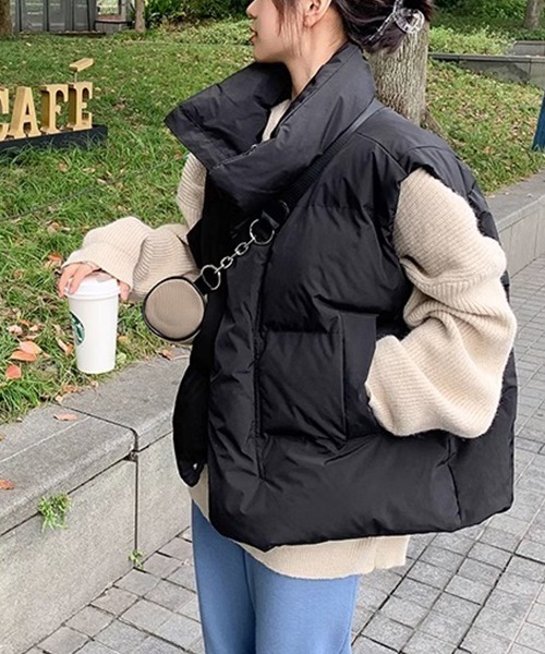 SEN TOKYO（セントーキョー）の「スタイリッシュでラフな美シルエット。スタンドカラー ボリュームエコダウンベスト（ダウンベスト・レディース・アイボリー/ブラック・L/M/S）」の8枚目の写真