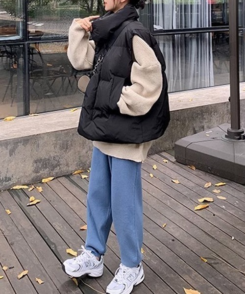 SEN TOKYO（セントーキョー）の「スタイリッシュでラフな美シルエット。スタンドカラー ボリュームエコダウンベスト（ダウンベスト・レディース・アイボリー/ブラック・L/M/S）」の9枚目の写真