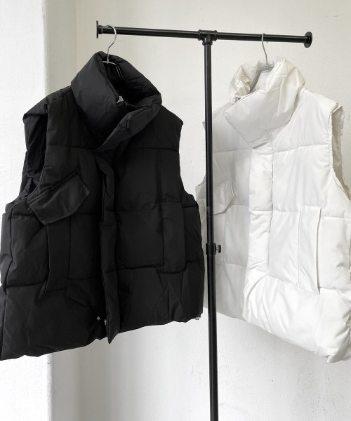 SEN TOKYO（セントーキョー）の「スタイリッシュでラフな美シルエット。スタンドカラー ボリュームエコダウンベスト（ダウンベスト・レディース・アイボリー/ブラック・L/M/S）」の13枚目の写真
