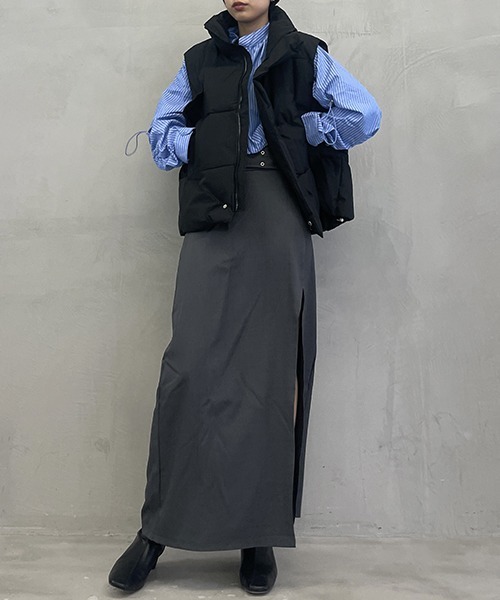 SEN TOKYO（セントーキョー）の「スタイリッシュでラフな美シルエット。スタンドカラー ボリュームエコダウンベスト（ダウンベスト・レディース・アイボリー/ブラック・L/M/S）」の18枚目の写真