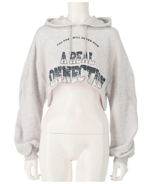 ANAP(アナップ)の「ユーズド風プリントクロップドフーディー(パーカー・レディース・モスグリーン/ブラック/ライトグレー・FREE)」の10枚目の写真