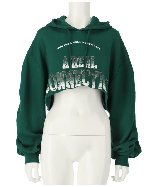 ANAP(アナップ)の「ユーズド風プリントクロップドフーディー(パーカー・レディース・モスグリーン/ブラック/ライトグレー・FREE)」の11枚目の写真