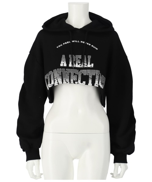 ANAP(アナップ)の「ユーズド風プリントクロップドフーディー(パーカー・レディース・モスグリーン/ブラック/ライトグレー・FREE)」の9枚目の写真