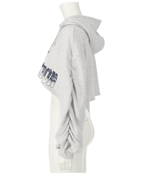 ANAP(アナップ)の「ユーズド風プリントクロップドフーディー(パーカー・レディース・モスグリーン/ブラック/ライトグレー・FREE)」の12枚目の写真