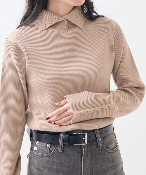 セール】ハイネック ボタン ニット/タートルネックニット（ニット