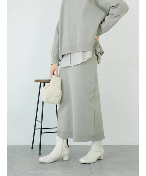 Samansa Mos2 blue（サマンサモスモスブルー）の「スポンジニットスカート(セットアップ可)（スカート・レディース・ブラウン/グレー/ブラック・F）」の5枚目の写真