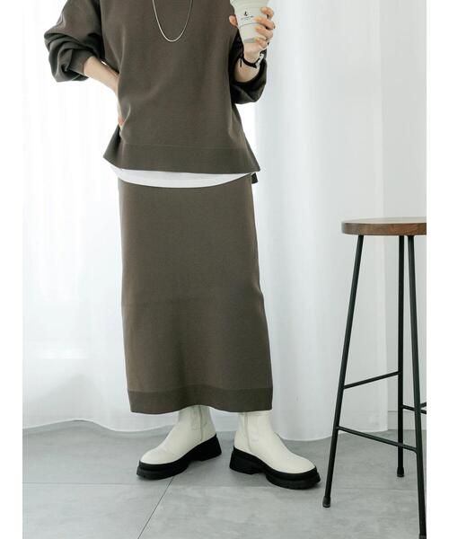 Samansa Mos2 blue（サマンサモスモスブルー）の「スポンジニットスカート(セットアップ可)（スカート・レディース・ブラウン/グレー/ブラック・F）」の16枚目の写真