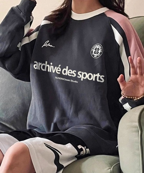 Vipoa（ヴィポア）の「SPORTYオーバーサイズ配色ラインスウェット（スウェット・レディース・ブルー/ピンク・FREE）」の12枚目の写真