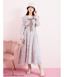 SNIDEL | プリーツカラープリントワンピース(ワンピース)