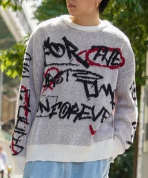 1111clothing(tH[N[WO)̑WK[h NуN[lbNjbg / All-over Pattern Jacquard Brushed Crew Neck Knit(jbg/Z[^[)