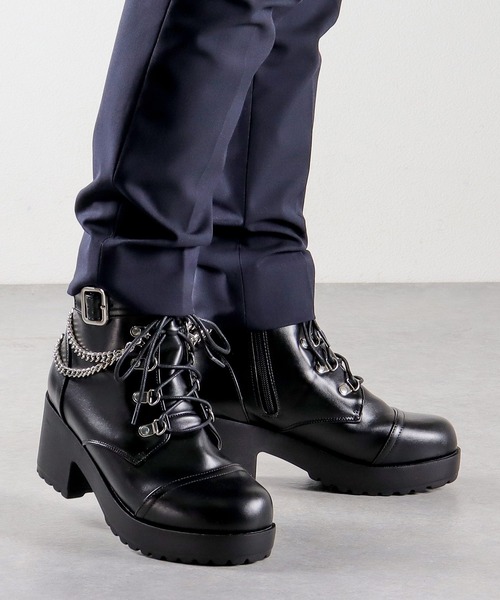 LOVEHUNTER（ラブハンター）の「+8cm 大きいサイズ 軽量厚底 ハイヒールブーツ（ブーツ・メンズ・ホワイト/ブラック×ホワイト/ブラック×ブラック/ブラック系1/ブラック系2/ブラック系3・41/43/45）」の11枚目の写真