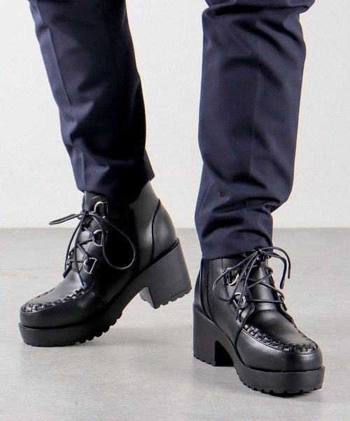 LOVEHUNTER（ラブハンター）の「+8cm 大きいサイズ 軽量厚底 ハイヒールブーツ（ブーツ・メンズ・ホワイト/ブラック×ホワイト/ブラック×ブラック/ブラック系1/ブラック系2/ブラック系3・41/43/45）」の9枚目の写真