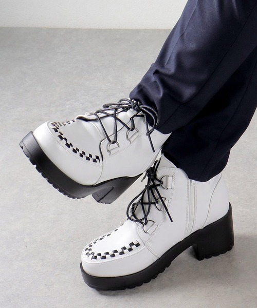 LOVEHUNTER（ラブハンター）の「+8cm 大きいサイズ 軽量厚底 ハイヒールブーツ（ブーツ・メンズ・ホワイト/ブラック×ホワイト/ブラック×ブラック/ブラック系1/ブラック系2/ブラック系3・41/43/45）」の10枚目の写真