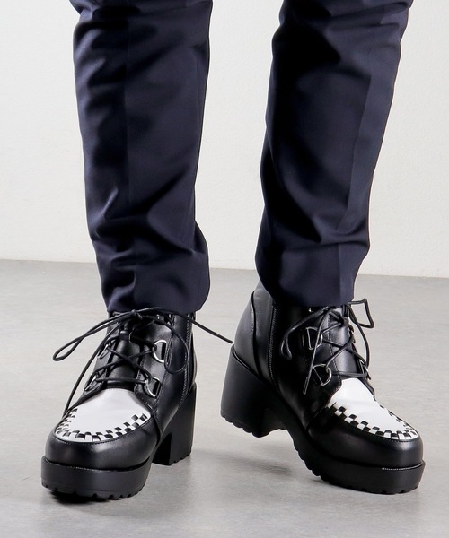 LOVEHUNTER（ラブハンター）の「+8cm 大きいサイズ 軽量厚底 ハイヒールブーツ（ブーツ・メンズ・ホワイト/ブラック×ホワイト/ブラック×ブラック/ブラック系1/ブラック系2/ブラック系3・41/43/45）」の12枚目の写真