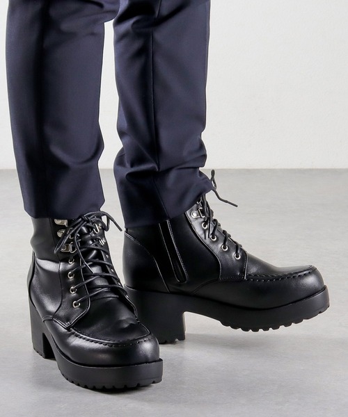 LOVEHUNTER（ラブハンター）の「+8cm 大きいサイズ 軽量厚底 ハイヒールブーツ（ブーツ・メンズ・ホワイト/ブラック×ホワイト/ブラック×ブラック/ブラック系1/ブラック系2/ブラック系3・41/43/45）」の13枚目の写真