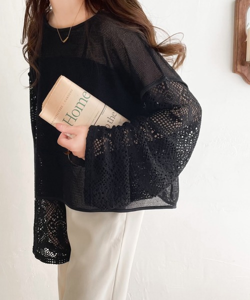 mily bilet(ミウィビレット)の「【mily bilet】360°上品に肌魅せ。レース切り替え 前後2WAYリボンカーデ(カーディガン/ボレロ・レディース・ブラック/グレイッシュベージュ/アイボリー・SMALL/LARGE/X-LARGE/MEDIUM)」の14枚目の写真