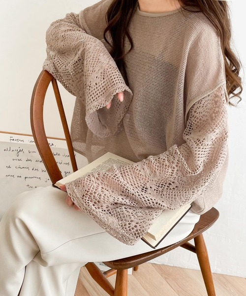 mily bilet(ミウィビレット)の「【mily bilet】360°上品に肌魅せ。レース切り替え 前後2WAYリボンカーデ(カーディガン/ボレロ・レディース・ブラック/グレイッシュベージュ/アイボリー・SMALL/LARGE/X-LARGE/MEDIUM)」の16枚目の写真