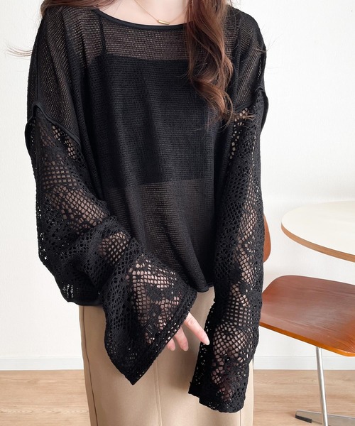 mily bilet(ミウィビレット)の「【mily bilet】360°上品に肌魅せ。レース切り替え 前後2WAYリボンカーデ(カーディガン/ボレロ・レディース・ブラック/グレイッシュベージュ/アイボリー・SMALL/LARGE/X-LARGE/MEDIUM)」の8枚目の写真