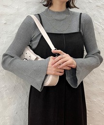 ベルスリーブリブニットトップス