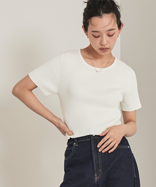 miette(ミエット)の「バックツイストリブニットトップス(ニット/セーター・レディース・オフホワイト/ブラック/パープル/レッド・FREE)」の2枚目の写真