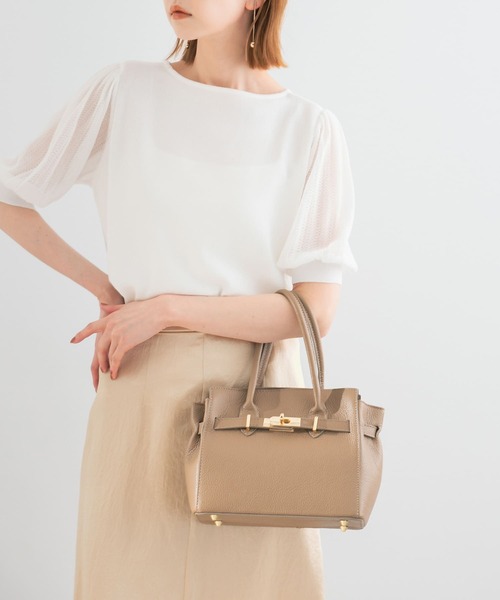 URBAN RESEARCH ROSSO WOMEN(アーバンリサーチ ロッソ)の「AULENTTI レザー2WAYBAG(ハンドバッグ・レディース・ベージュ系その他/ブラック・FREE)」の4枚目の写真