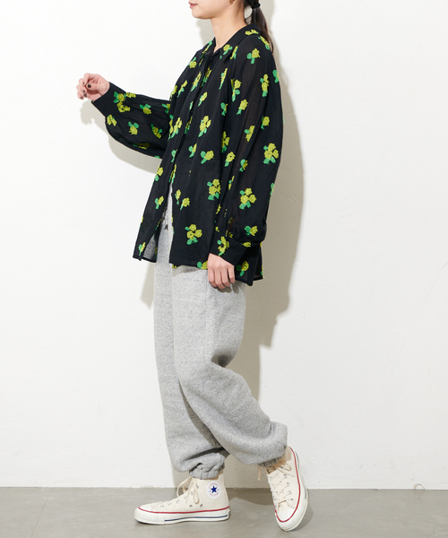 mii（ミー）の「【Mii / ミイ】 HAND WOVEN TUNIC：チュニックシャツ（シャツ/ブラウス・レディース・ブルー/ブラック・FREE）」の3枚目の写真
