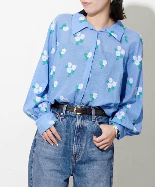 mii（ミー）の「【Mii / ミイ】 HAND WOVEN TUNIC：チュニックシャツ（シャツ/ブラウス・レディース・ブルー/ブラック・FREE）」の11枚目の写真