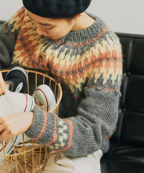 PAR ICI（パーリッシィ）の「【WEB別注】ネパール手編み 求心ジャ