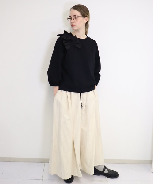 haupia（ハウピア）の「自由で遊ぶようなリボン２ 【 カットソー 】（Tシャツ/カットソー・レディース・アイボリー系/ブラック/ブラック系/ホワイト・MEDIUM）」の19枚目の写真