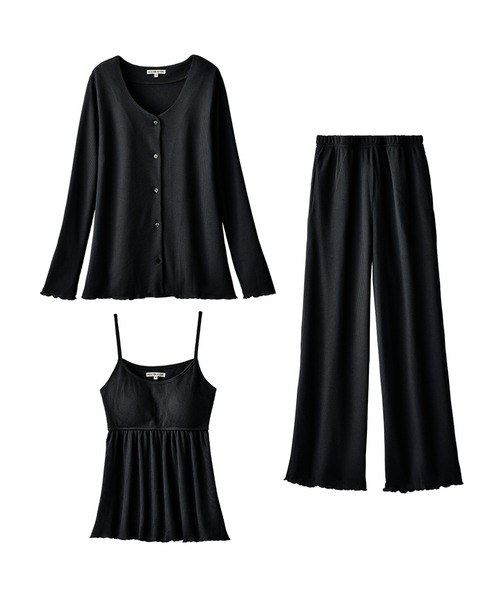 YU'NOW(ユナウ)の「【やわらか綿混ワッフル素材♪】カップ付ワッフルキャミ3点セット(ルームウェア/パジャマ・レディース・チャコールグレー/ベージュ/ブラウン/ベージュ系その他/ブラック・S/M/L)」の20枚目の写真