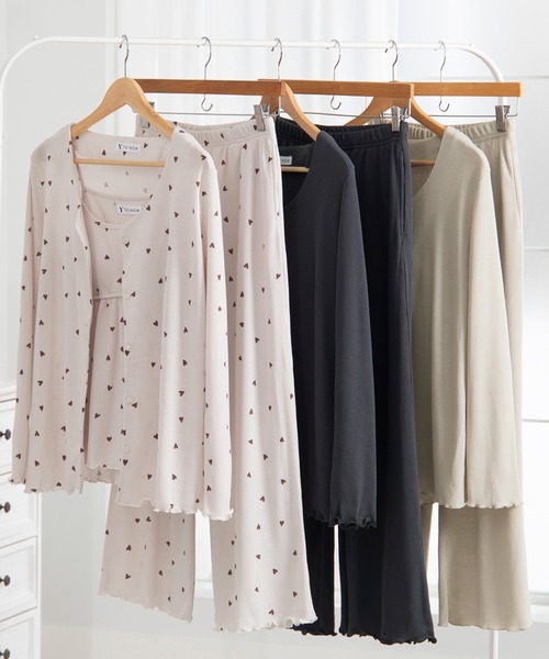 YU'NOW(ユナウ)の「【やわらか綿混ワッフル素材♪】カップ付ワッフルキャミ3点セット(ルームウェア/パジャマ・レディース・チャコールグレー/ベージュ/ブラウン/ベージュ系その他/ブラック/ネイビー・S/M/L)」の19枚目の写真