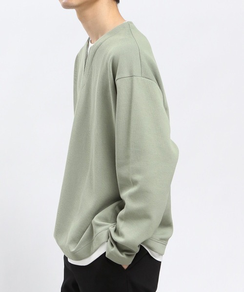 GLOBAL WORK Smile Seed Store（グローバルワーク スマイルシードストア）の「ダブルフェイスキーネックレイヤードTシャツ長袖/984172（Tシャツ/カットソー・メンズ・ネイビー/ブラック/グリーン系その他2/ベージュ・LARGE/SMALL/MEDIUM/X-LARGE）」の21枚目の写真