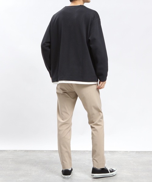 GLOBAL WORK Smile Seed Store（グローバルワーク スマイルシードストア）の「ダブルフェイスキーネックレイヤードTシャツ長袖/984172（Tシャツ/カットソー・メンズ・ネイビー/ブラック/グリーン系その他2/ベージュ・LARGE/SMALL/MEDIUM/X-LARGE）」の16枚目の写真