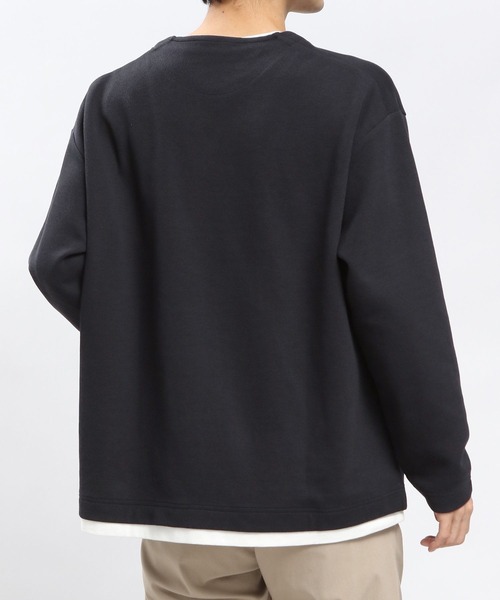 GLOBAL WORK Smile Seed Store（グローバルワーク スマイルシードストア）の「ダブルフェイスキーネックレイヤードTシャツ長袖/984172（Tシャツ/カットソー・メンズ・ネイビー/ブラック/グリーン系その他2/ベージュ・LARGE/SMALL/MEDIUM/X-LARGE）」の19枚目の写真