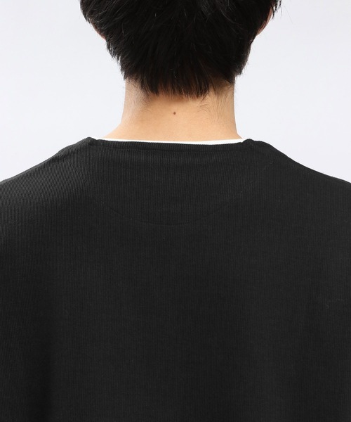 GLOBAL WORK Smile Seed Store（グローバルワーク スマイルシードストア）の「ダブルフェイスキーネックレイヤードTシャツ長袖/984172（Tシャツ/カットソー・メンズ・ネイビー/ブラック/グリーン系その他2/ベージュ・LARGE/SMALL/MEDIUM/X-LARGE）」の13枚目の写真