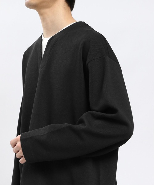 GLOBAL WORK Smile Seed Store（グローバルワーク スマイルシードストア）の「ダブルフェイスキーネックレイヤードTシャツ長袖/984172（Tシャツ/カットソー・メンズ・ネイビー/ブラック/グリーン系その他2/ベージュ・LARGE/SMALL/MEDIUM/X-LARGE）」の14枚目の写真
