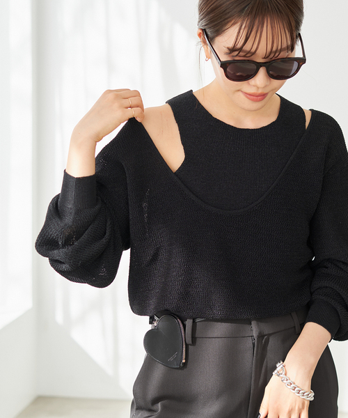 plage LI/PE fullneadle タンク open ニット セット plage（プラージュ）の「LI/PE fullneadle タンク（ニット