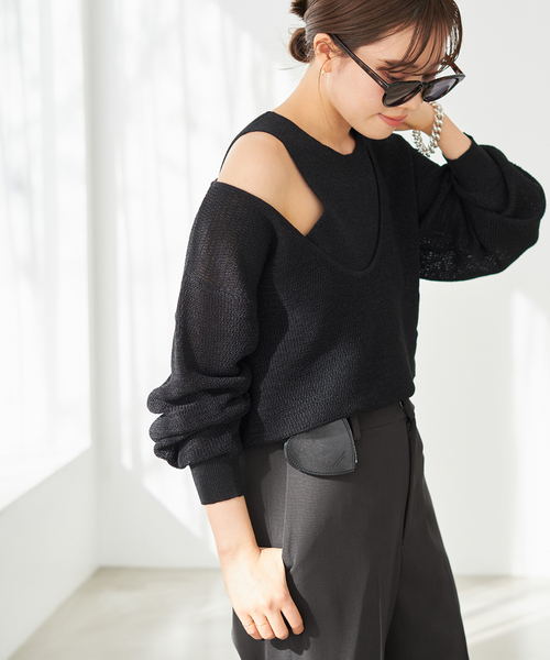 plage（プラージュ）の「LI/PE fullneadle タンク（ニット/セーター・レディース・ベージュ/ブラック・FREE）」の21枚目の写真