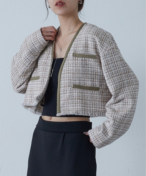 ツイードノーカラージャケット
