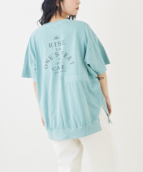 CUBE SUGAR(キューブシュガー)の「OE天竺カットソードロストバックプリントTシャツ(Tシャツ/カットソー・レディース・イエロー/スミクロ/ホワイト/サックスブルー・M)」の3枚目の写真