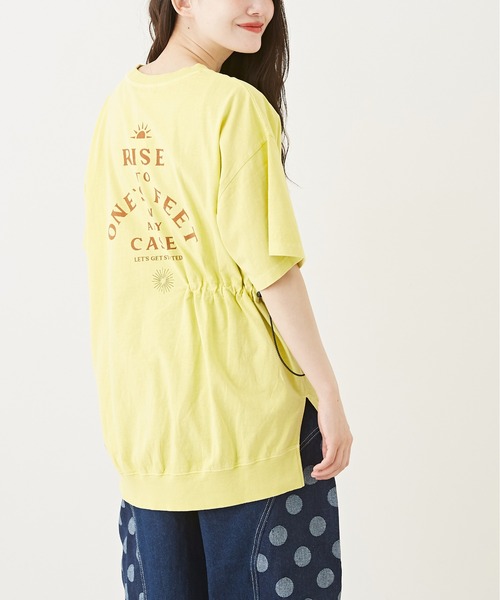 CUBE SUGAR(キューブシュガー)の「OE天竺カットソードロストバックプリントTシャツ(Tシャツ/カットソー・レディース・イエロー/スミクロ/ホワイト/サックスブルー・M)」の4枚目の写真