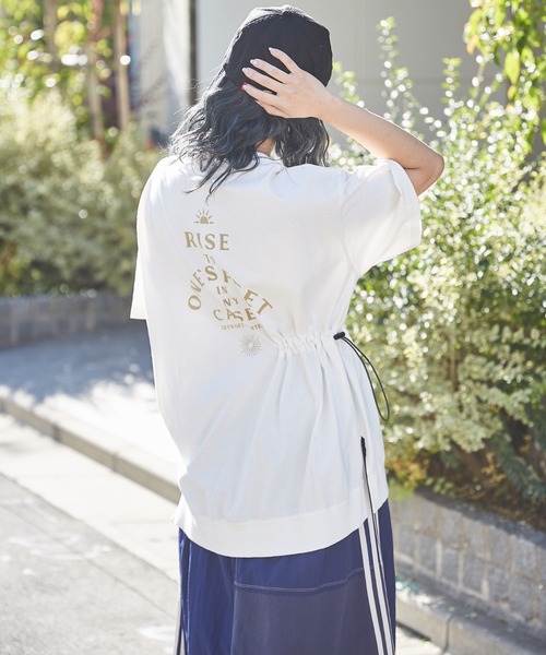 CUBE SUGAR(キューブシュガー)の「OE天竺カットソードロストバックプリントTシャツ(Tシャツ/カットソー・レディース・イエロー/スミクロ/ホワイト/サックスブルー・M)」の6枚目の写真