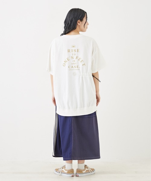 CUBE SUGAR(キューブシュガー)の「OE天竺カットソードロストバックプリントTシャツ(Tシャツ/カットソー・レディース・イエロー/スミクロ/ホワイト/サックスブルー・M)」の8枚目の写真